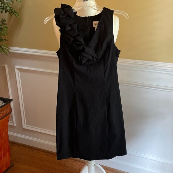Periwinkle Black Dress Size 8, Front-to-Back Right Shoulder Ruffle, Sleeveless - Picture 3 of 7